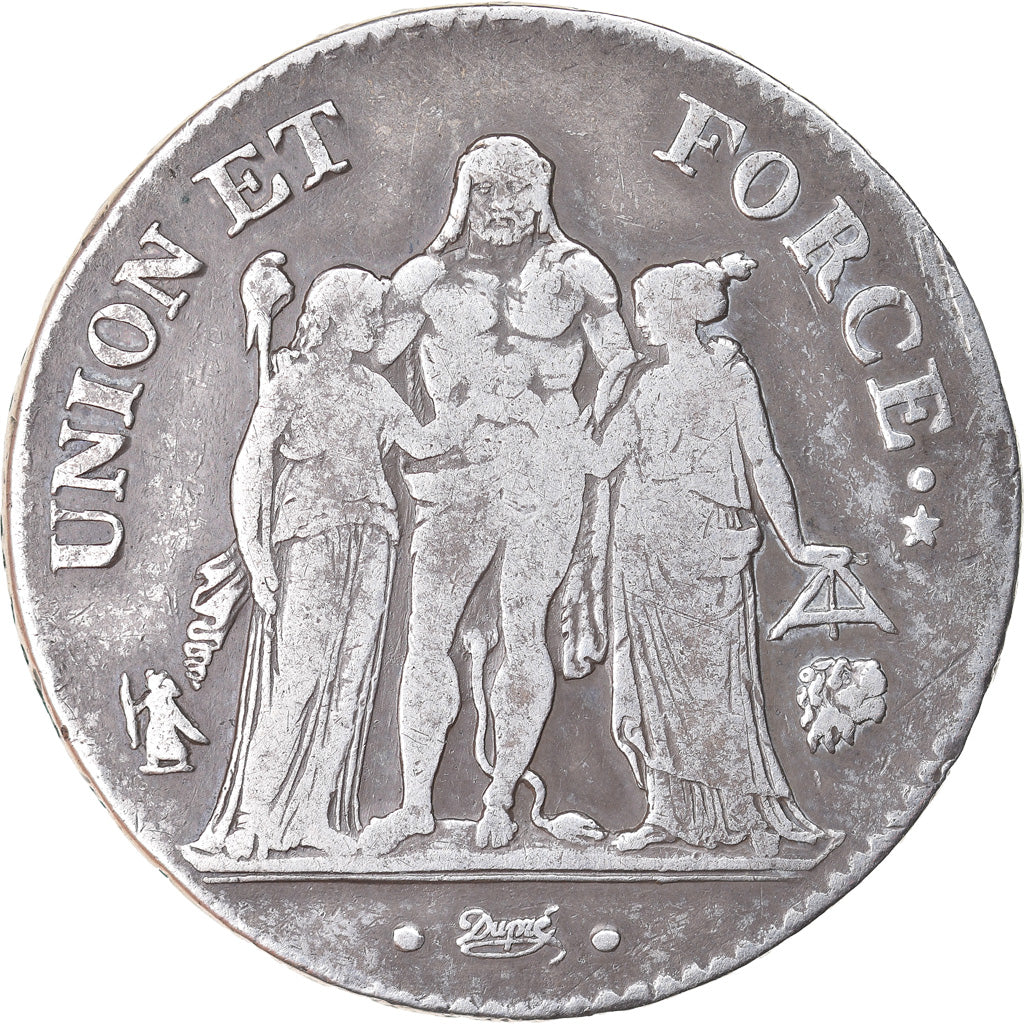 Moneta, Francja, Union et Force, 5 Francs, AN 8/5, Bayonne, VF(30-35), Srebro