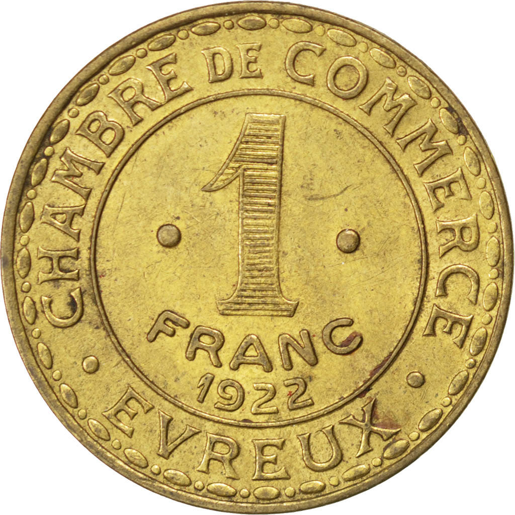 Coin, France, 1 Franc, 1922, AU(50-53), Brass, Elie:10.4