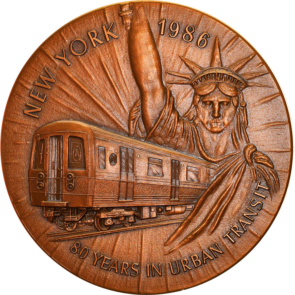 France, Médaille, Paris / New-York, 80 Ans de Métro, Railway, 1986, FDC