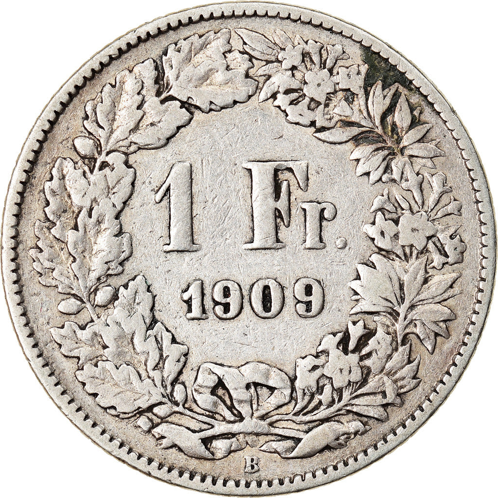 Moneta, Svizzera, Franc, 1909, Bern, MB+, Argento, KM:24