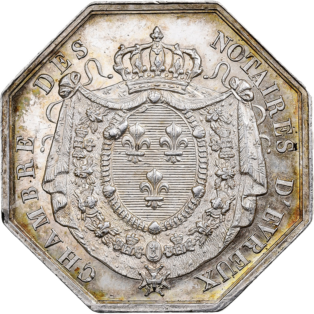 Frankrijk, Token, Louis XVIII, Chambre des Notaires d'Evreux, Zilver, Gatteaux