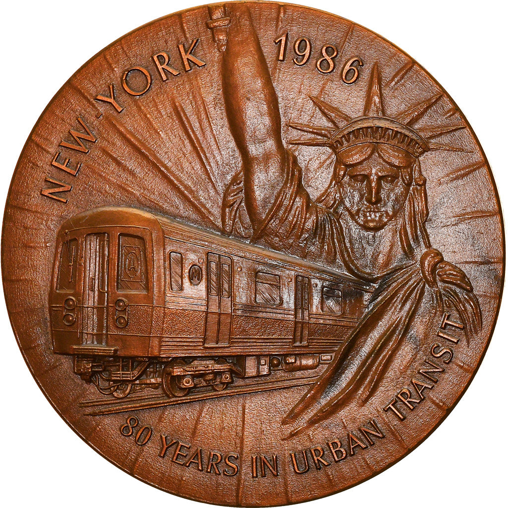 France, Médaille, Paris / New-York, 80 Ans de Métro, Railway, 1986, SPL
