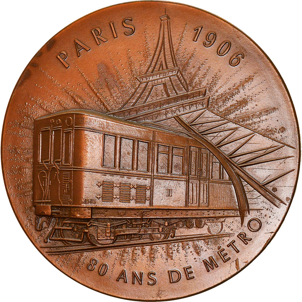 France, Médaille, Paris / New-York, 80 Ans de Métro, Railway, 1986, SPL