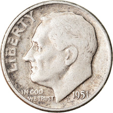 Moneta, USA, Roosevelt Dime, Dime, 1951, U.S. Mint, Philadelphia, EF(40-45)