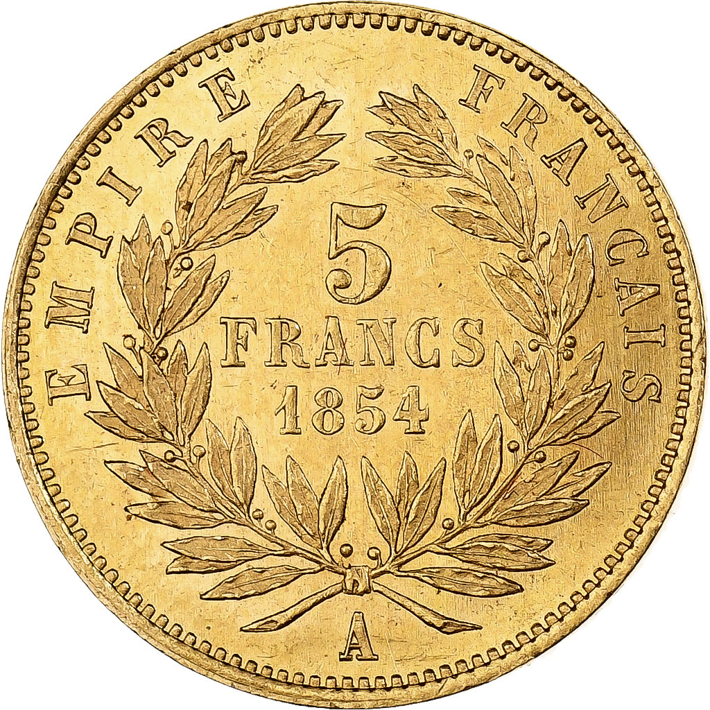 France, Napoléon III, 5 Francs, 1854, Paris, Petit module, Or, SUP