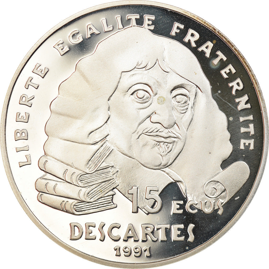 Munten, Frankrijk, Descartes, 100 Francs, 1991, Paris, Proof, FDC, Zilver