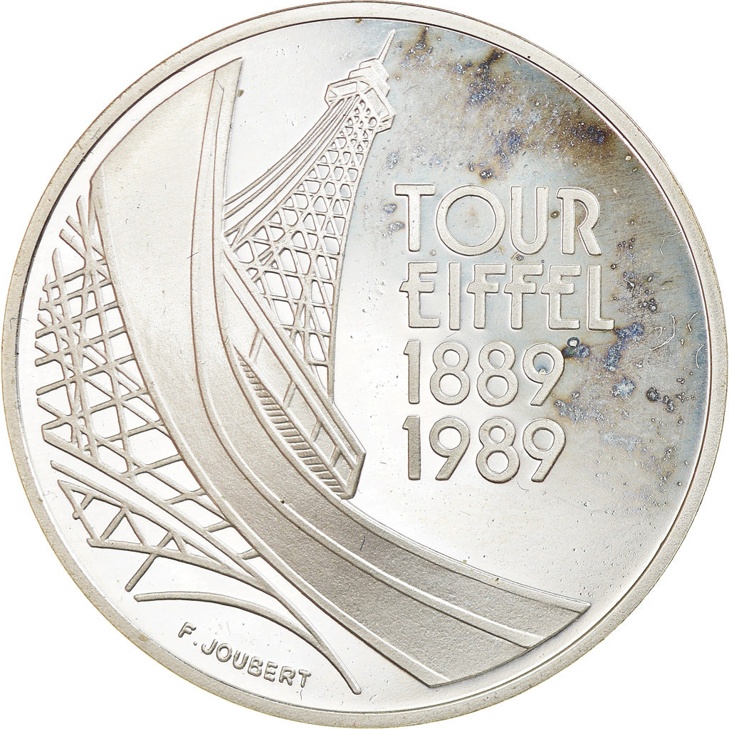 Moneta, Francja, Tour Eiffel, 5 Francs, 1989, Paris, Proof, MS(65-70), Srebro