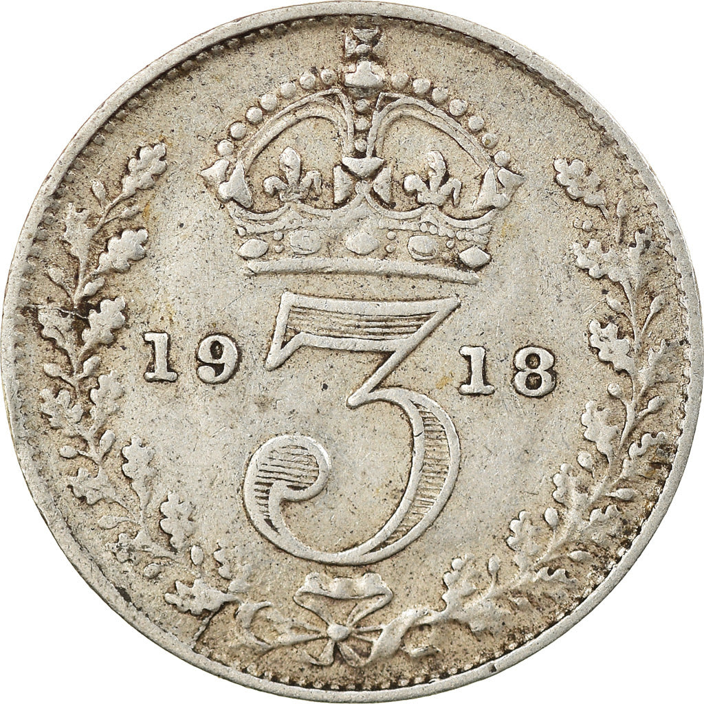 Coin, Great Britain, George V, 3 Pence, 1918, EF(40-45), Silver, KM:813