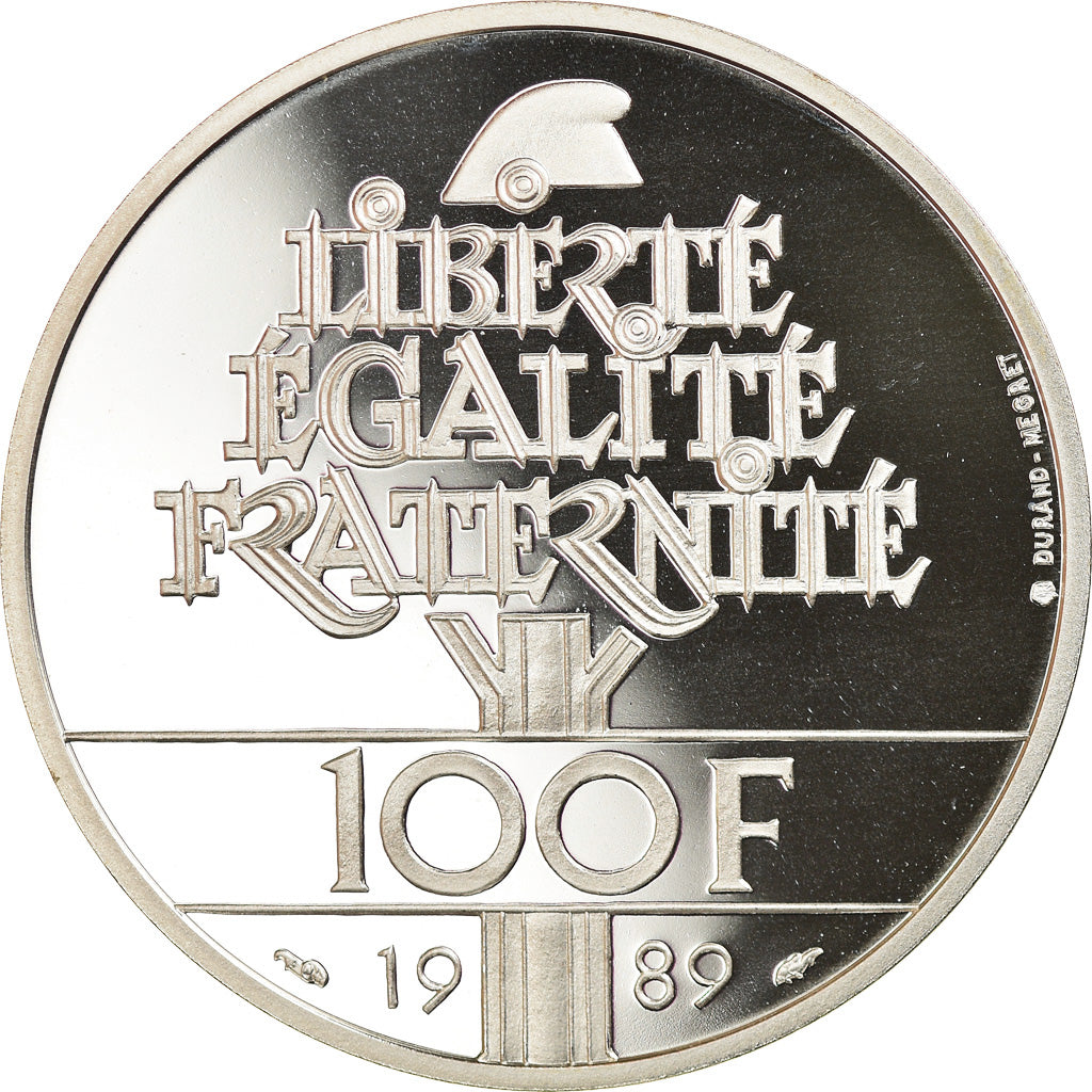 Munten, Frankrijk, Droits de l'Homme, 100 Francs, 1989, Proof, FDC, Zilver