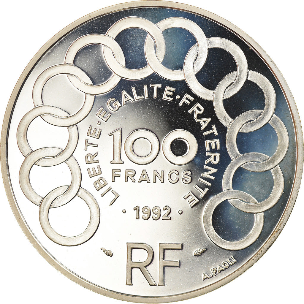 Munten, Frankrijk, Jean Monnet, 100 Francs-15 Ecus, 1992, Proof, FDC, Zilver