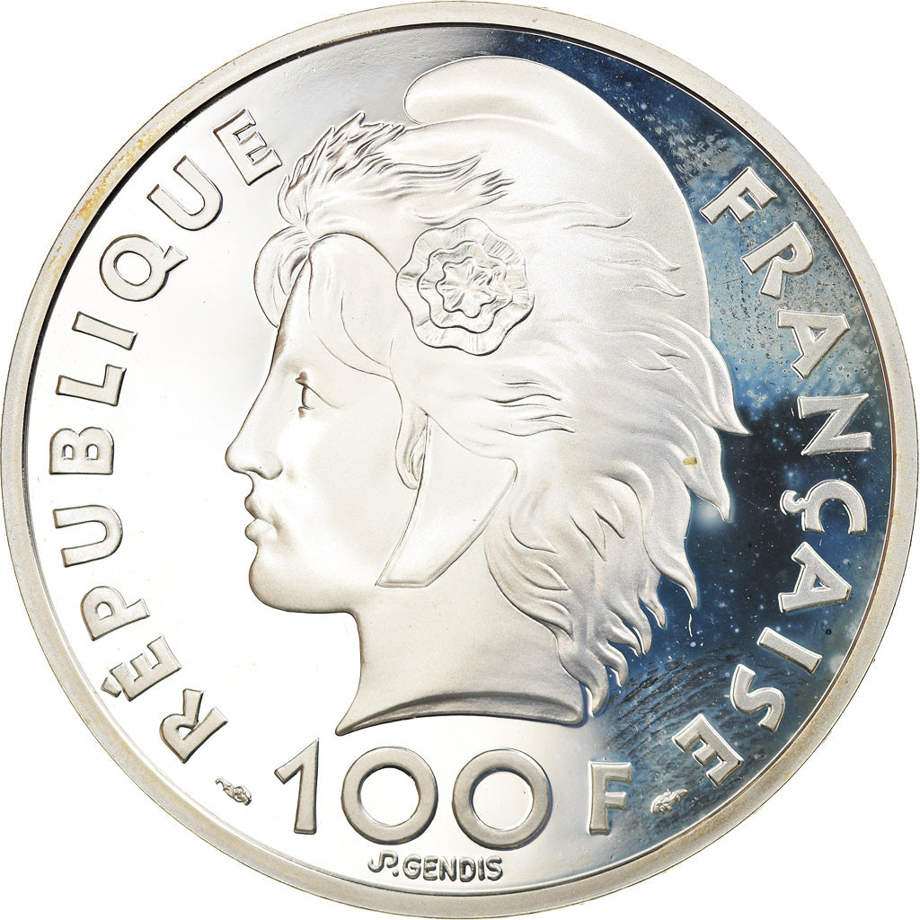 Moeda, França, Jeux Méditerranéens, 100 Francs-15 Ecus, 1993, Paris, Proof