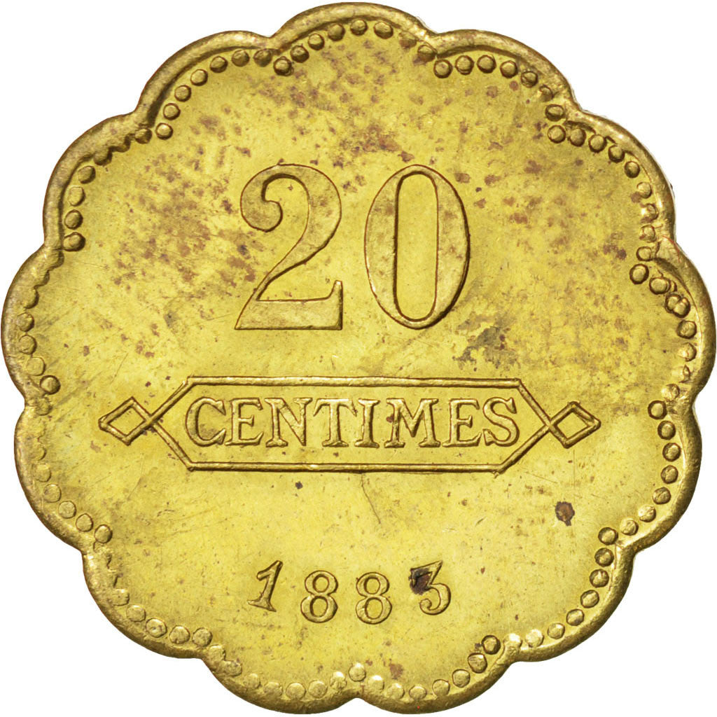 Coin, France, 20 Centimes, 1883, AU(55-58), Brass, Elie:10.2