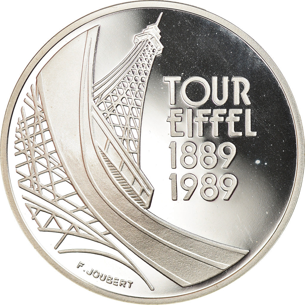 Moneta, Francja, Tour Eiffel, 5 Francs, 1989, Paris, BE, MS(65-70), Srebro