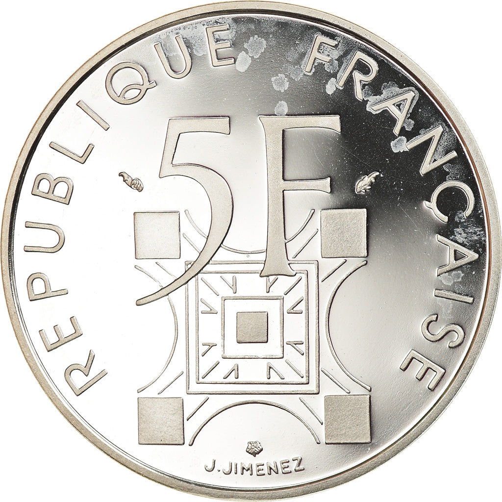 Moneta, Francja, Tour Eiffel, 5 Francs, 1989, Paris, BE, MS(65-70), Srebro