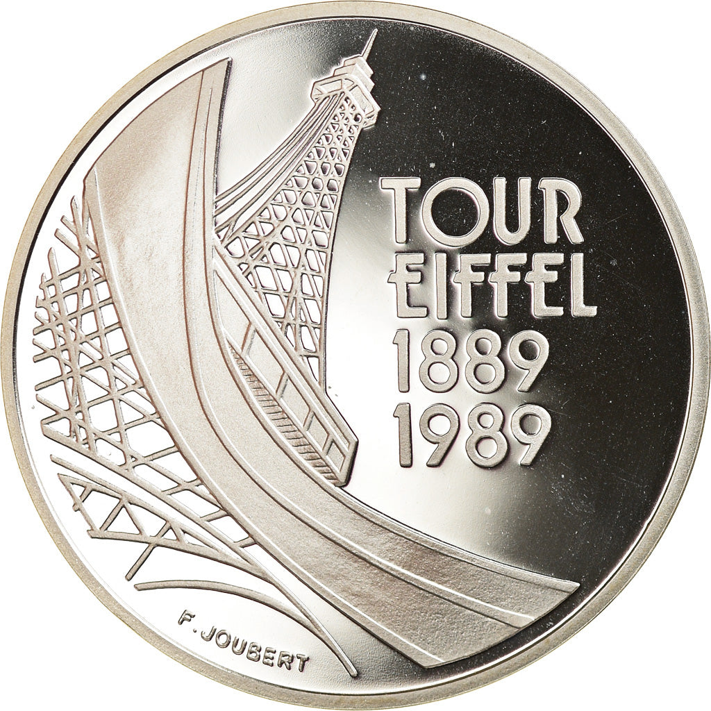 Moneta, Francja, Tour Eiffel, 5 Francs, 1989, Paris, BE, MS(65-70), Srebro