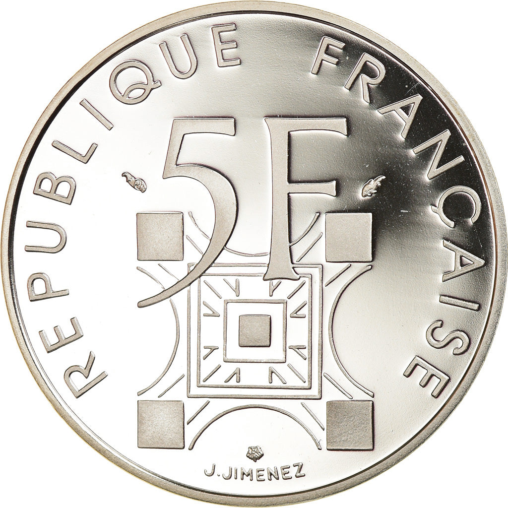 Moneta, Francja, Tour Eiffel, 5 Francs, 1989, Paris, BE, MS(65-70), Srebro