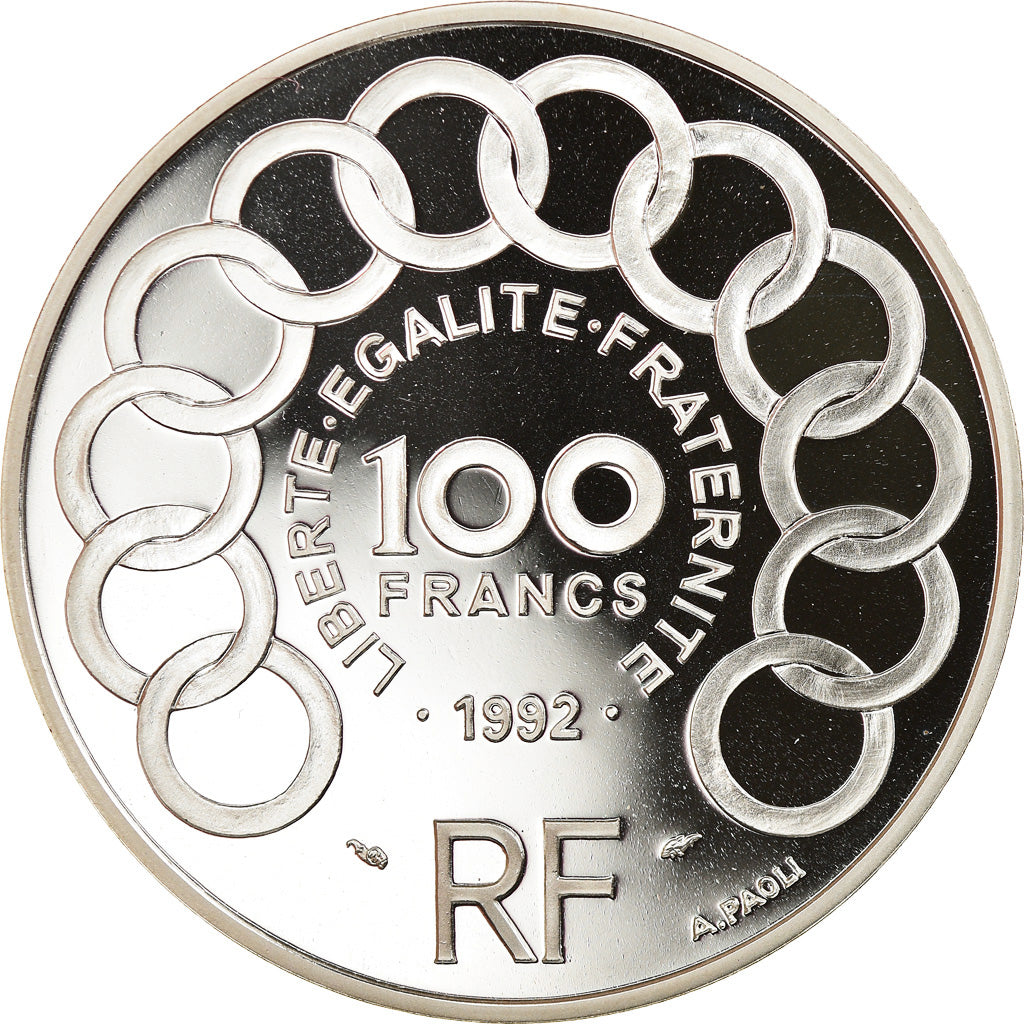 Munten, Frankrijk, Jean Monnet, 100 Francs-15 Ecus, 1992, Proof, FDC, Zilver