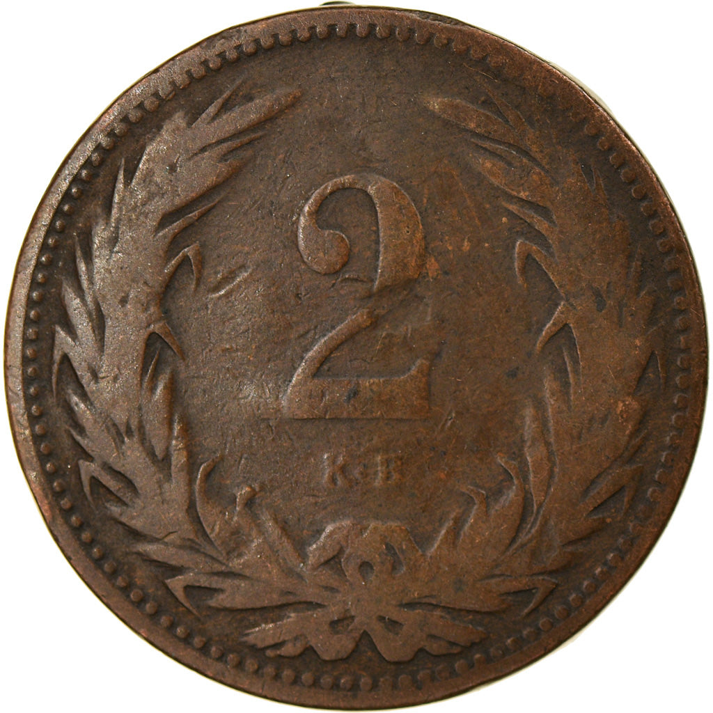 Moneda, Hungría, Franz Joseph I, 2 Filler, 1895, Kormoczbanya, BC+, Bronce