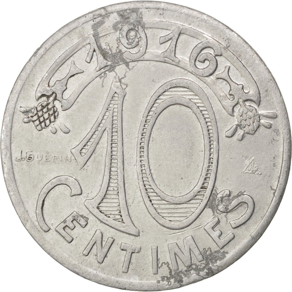 Monnaie, France, 10 Centimes, 1916, TTB, Aluminium, Elie:10.2B