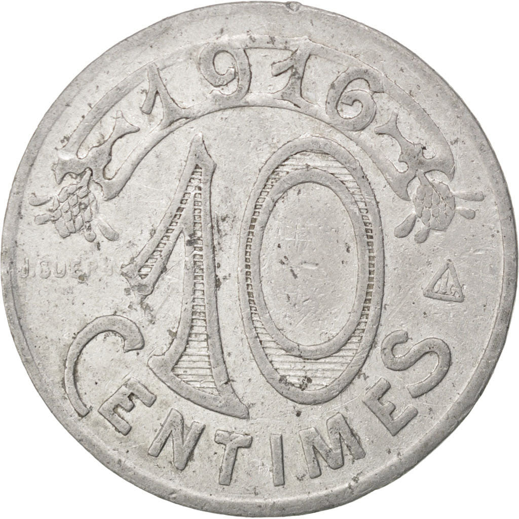 Monnaie, France, 10 Centimes, 1916, TB+, Aluminium, Elie:10.2C