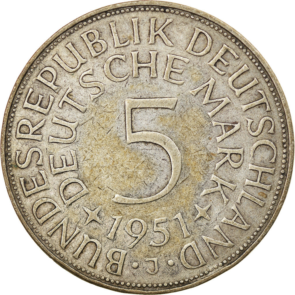 Münze, Bundesrepublik Deutschland, 5 Mark, 1951, Hamburg, SS, Silber, KM:112.1