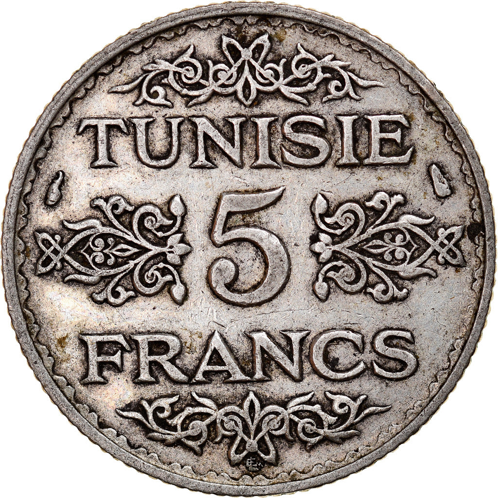 Coin, Tunisia, Ahmad Pasha Bey, 5 Francs, AH 1353/1934, Paris, EF(40-45)