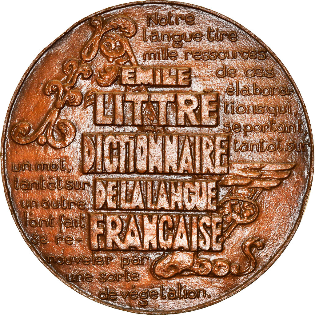 France, Médaille, Emile Littré, Dictionnaire, Arts & Culture, Quérolle, TTB+
