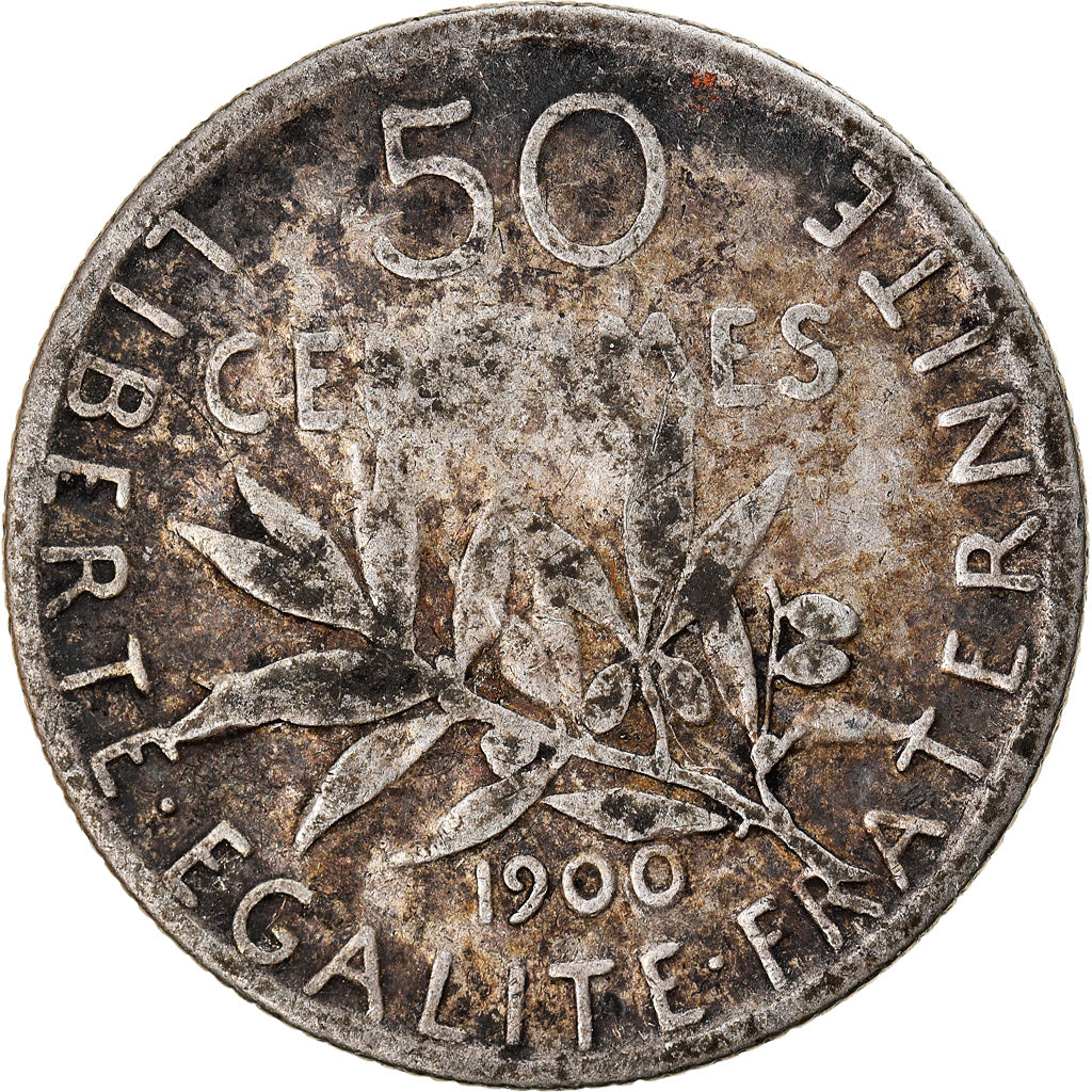 Moneta, Francia, Semeuse, 50 Centimes, 1900, Paris, MB, Argento, KM:854