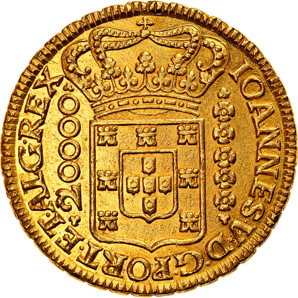 Brazil, João V, 20000 Réis, 1727, Vila Rica, Gold, AU(55-58), KM:117