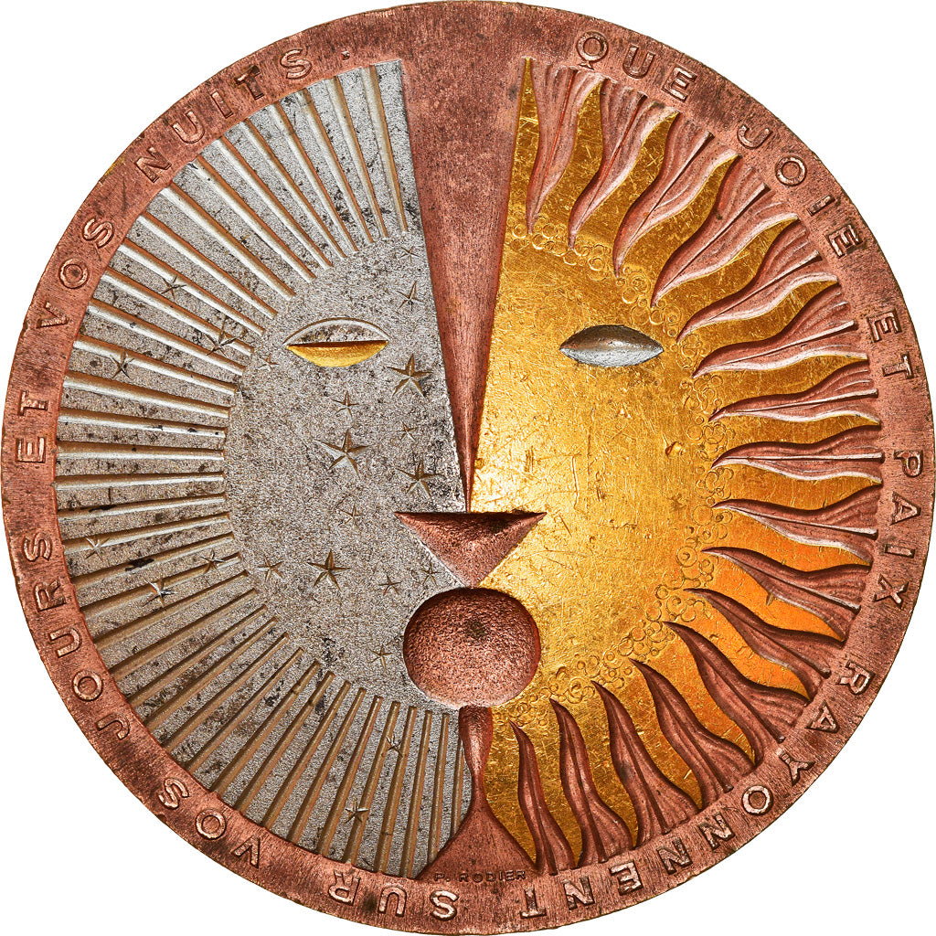 Francja, Medal, Voeux, Nouvelle Année, Lion et Colombe, Sztuka i Kultura, 1980