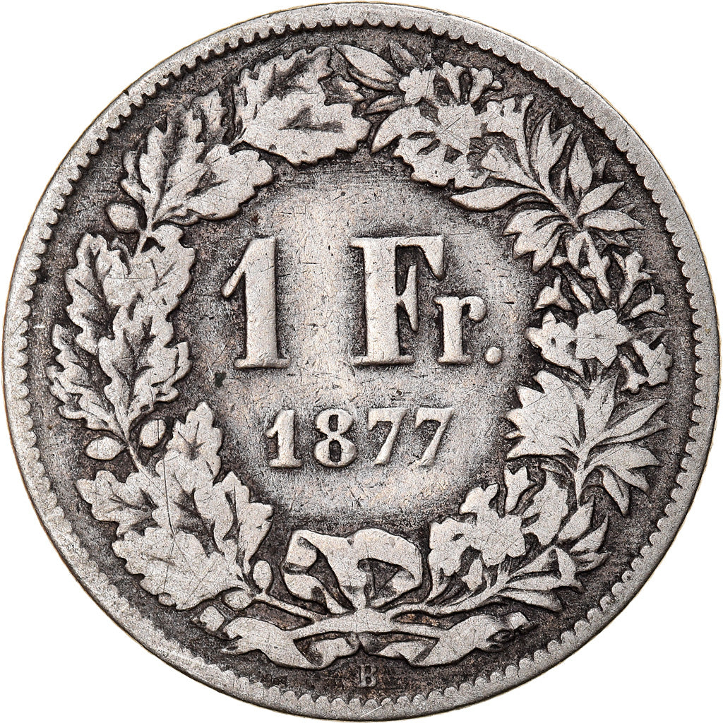 Coin, Switzerland, Franc, 1877, Bern, VF(20-25), Silver, KM:24