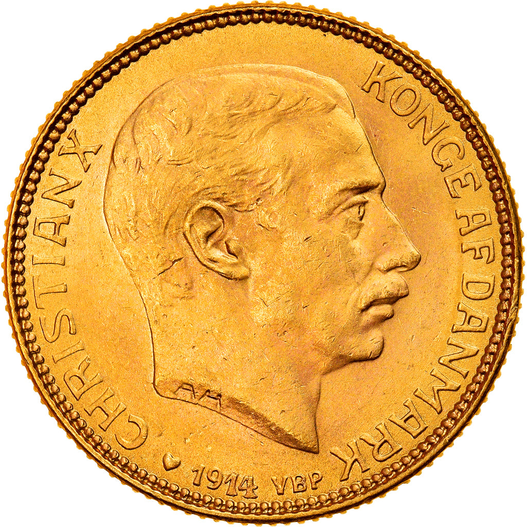 Danimarca, Christian X, 20 Kroner, 1914, Copenhagen, Oro, SPL, KM:817.1