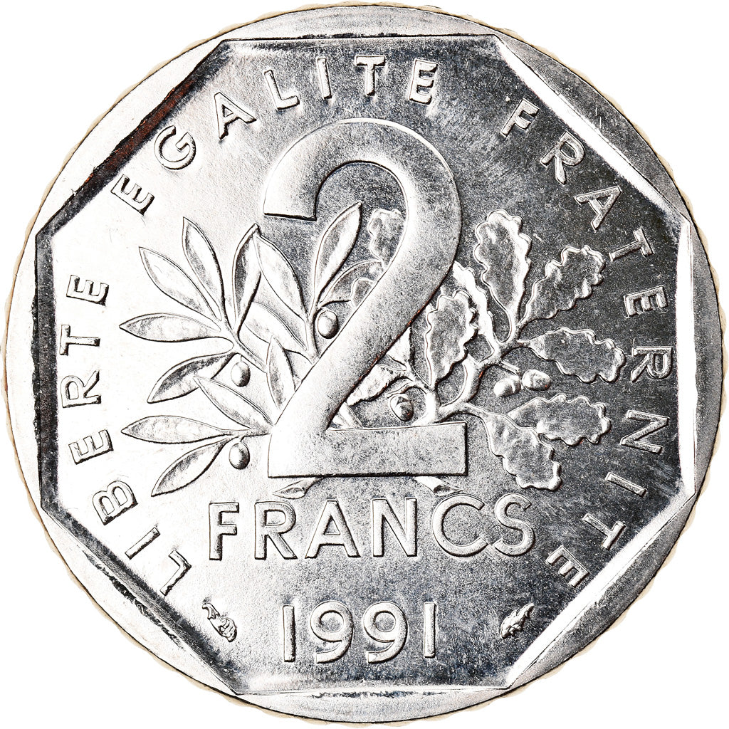Monnaie, France, Semeuse, 2 Francs, 1991, Paris, Frappe médaille, FDC, Nickel