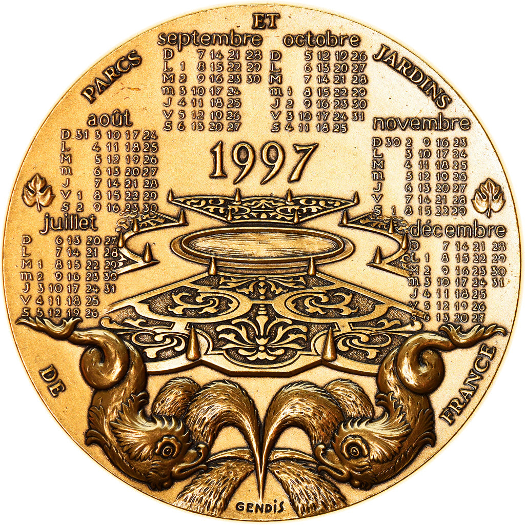 France, Médaille, Calendrier, Parcs et Jardins de France, Arts & Culture, 1997