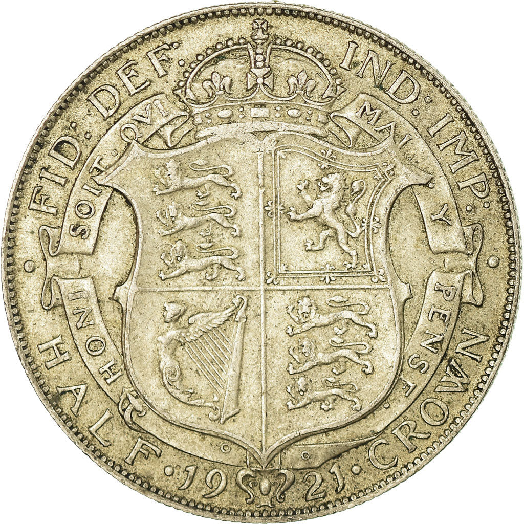 Coin, Great Britain, George V, 1/2 Crown, 1921, EF(40-45), Silver, KM:818.1a