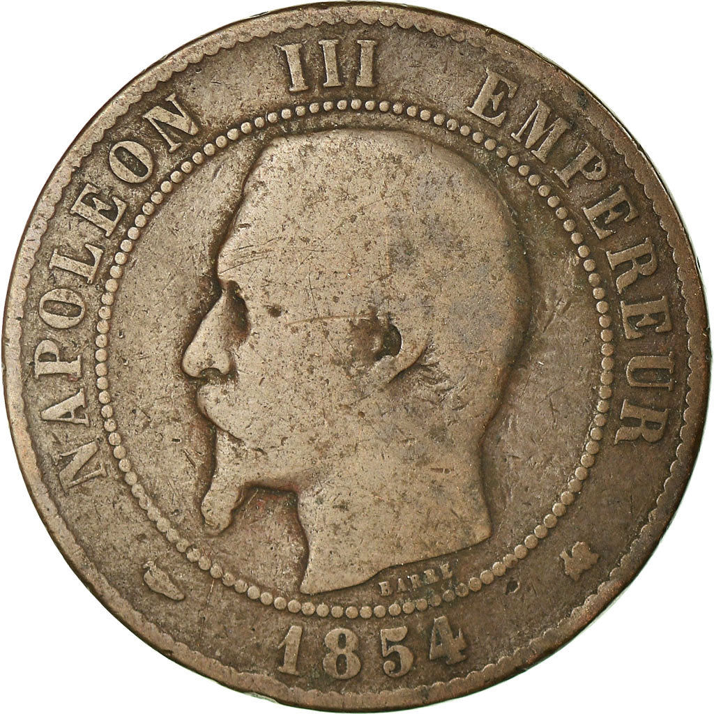 Moneta, Francia, Napoleon III, 10 Centimes, 1854, Bordeaux, B+