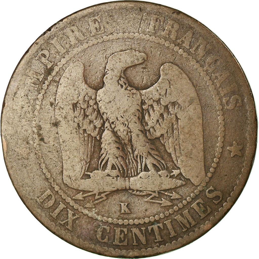 Moneta, Francia, Napoleon III, 10 Centimes, 1854, Bordeaux, B+