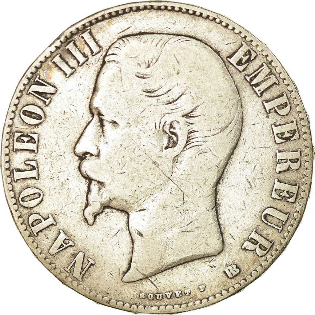 Moneta, Francja, Napoleon III, Napoléon III, 5 Francs, 1855, Strasbourg