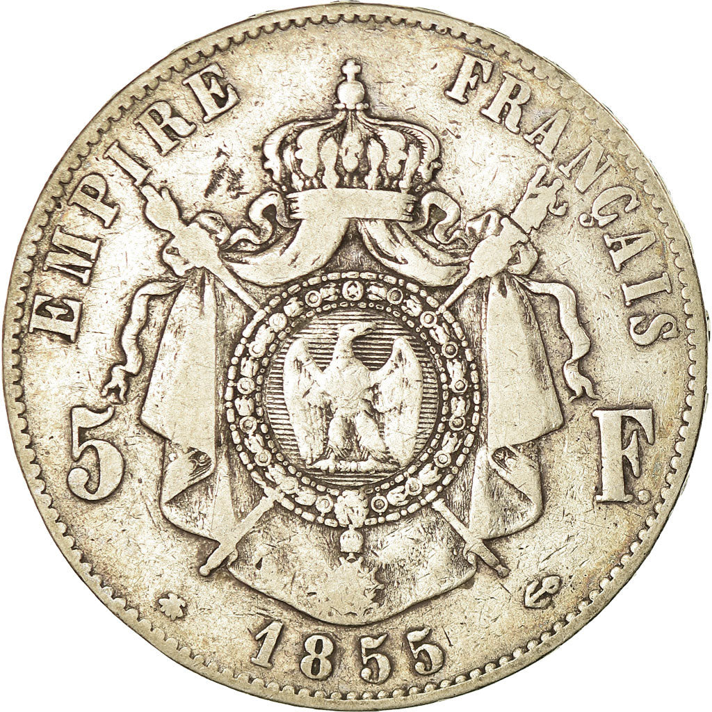 Moneta, Francja, Napoleon III, Napoléon III, 5 Francs, 1855, Strasbourg