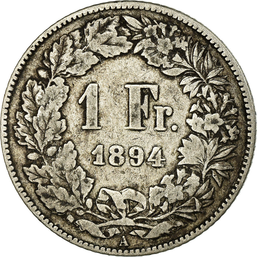 Coin, Switzerland, Franc, 1894, Bern, VF(20-25), Silver, KM:24