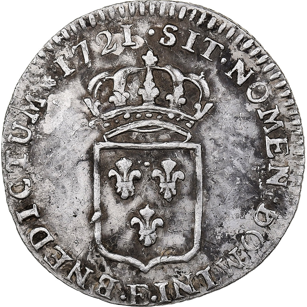 Francia, Louis XV, 1/12 Ecu de France, 1721, Tours, reformed, Argento, MB+