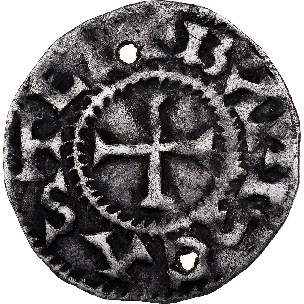 West Francia, Charles II le Chauve, Denier, 864-875, Bar-sur-Aube, Plata, BC+