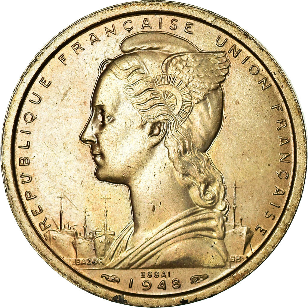 Moneta, Africa equatoriale francese, 2 Francs, 1948, Paris, ESSAI, SPL