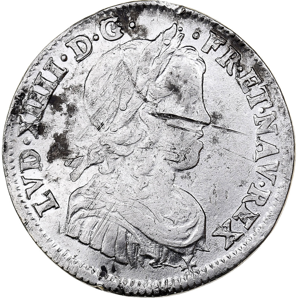 Francia, Louis XIV, 1/4 Écu à la mèche longue, 1652, Rouen, Argento, MB+