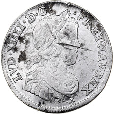 Francia, Louis XIV, 1/4 Écu à la mèche longue, 1652, Rouen, Argento, MB+