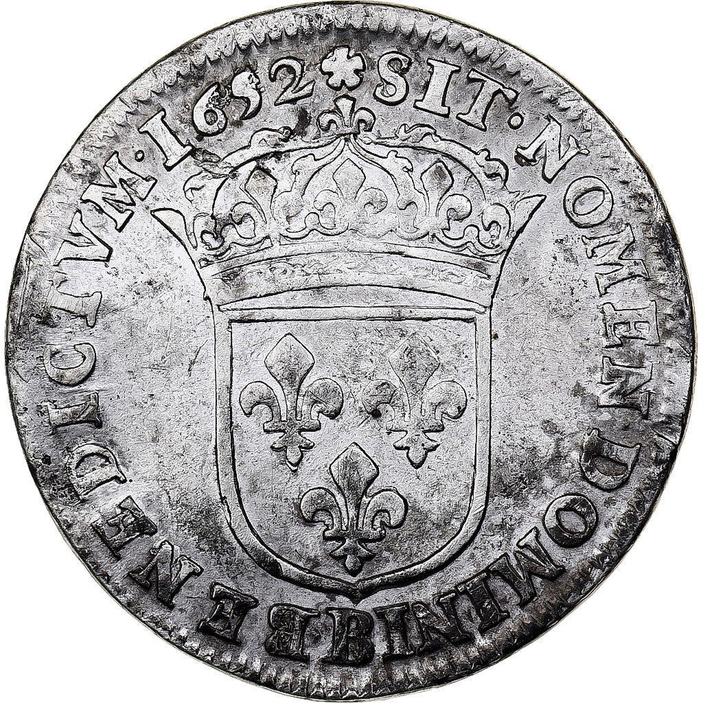 Francia, Louis XIV, 1/4 Écu à la mèche longue, 1652, Rouen, Argento, MB+