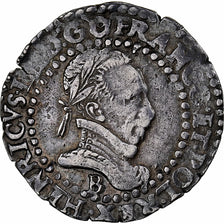 França, Henri III, 1/4 Franc au col plat, 1588, Rouen, Prata, EF(40-45)