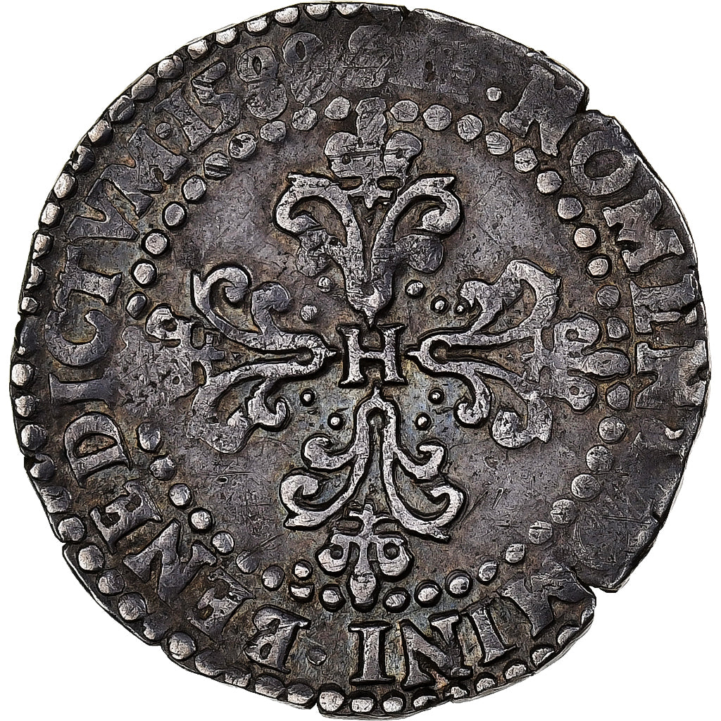 França, Henri III, 1/4 Franc au col plat, 1588, Rouen, Prata, EF(40-45)