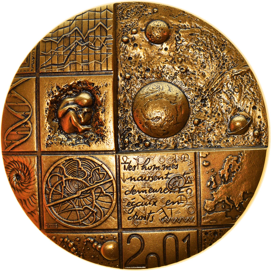 France, Médaille, Voeux, Nouvelle Année, Calendrier, 2001, Mayot, SPL, Bronze