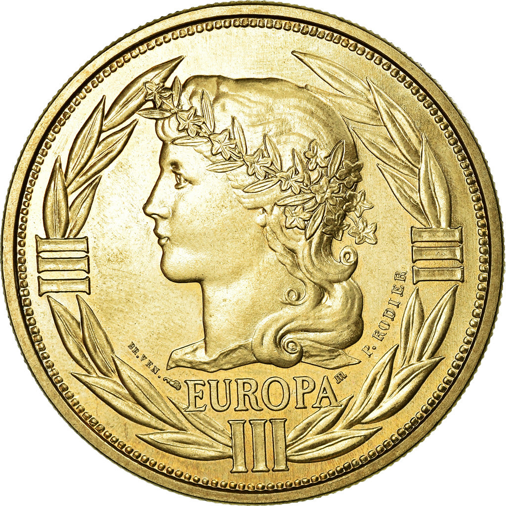 Francja, Medal, Ecu Europa, Marianne, 1992, Rodier, MS(64), Pokryty brązem
